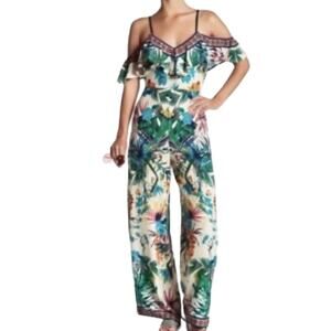 Flying Tomato ruffle cold shoulder wide leg jumpsuit medium P3 2530